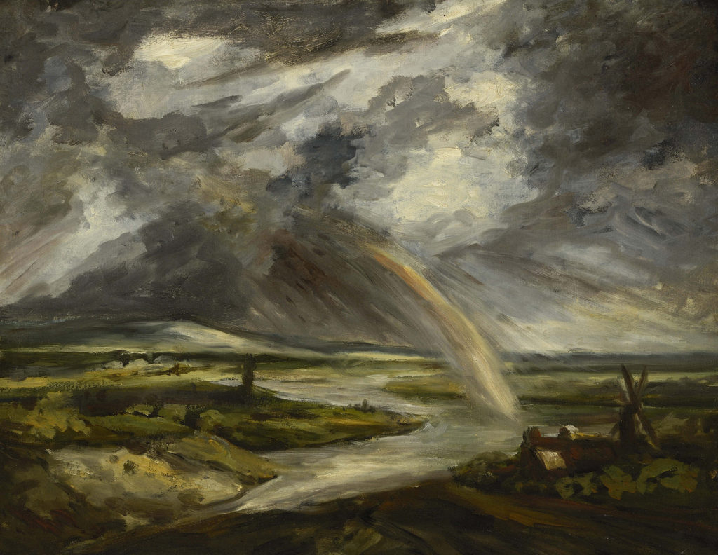 Georges Michel, Paysage orageux Huile sur papier, marouflé sur toile. – 51,8 × 67 cm Lyon, musée des Beaux-Arts, Photo - Alain Basset