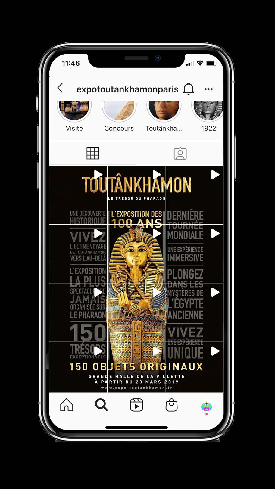 Exposition Toutankhamon THE FARM compte Instagram