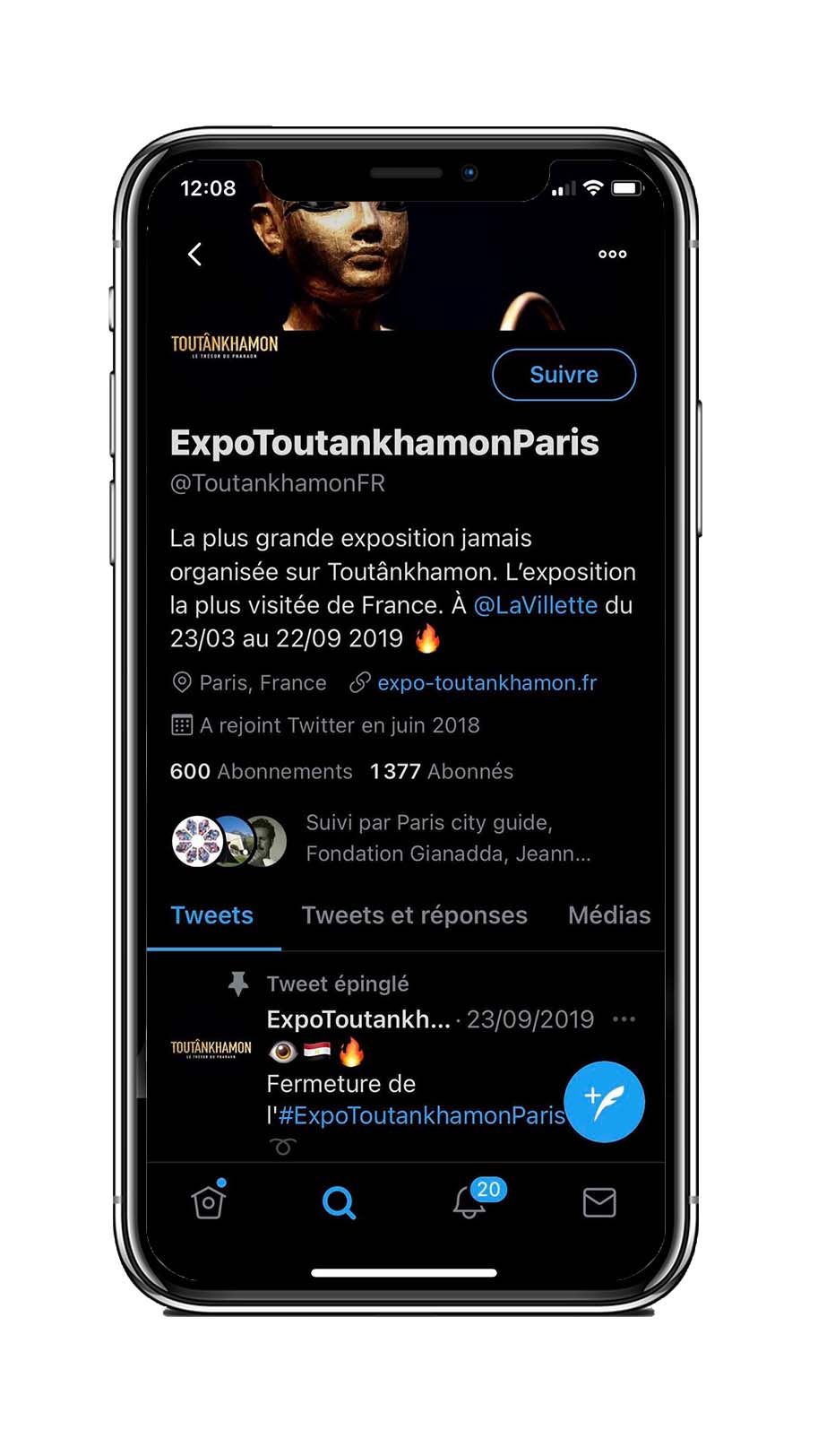 Exposition Toutankhamon THE FARM compte Instagram