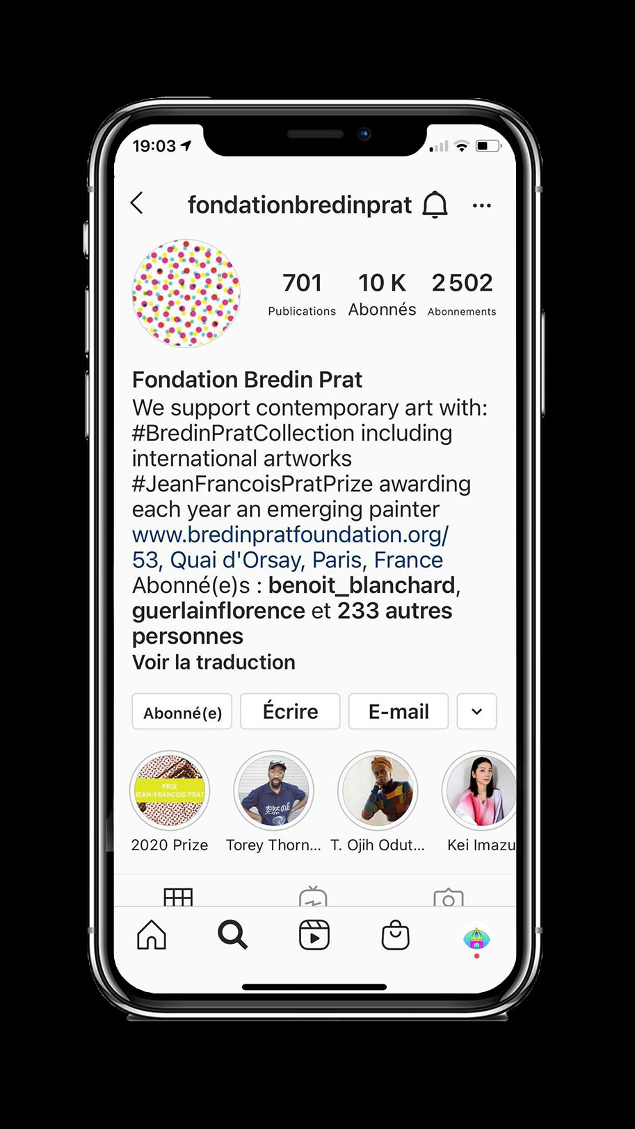 Fondation Bredin Prat compte Instagram