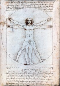 Leonard de Vinci, Homme de Vitruve, 1490, Galeries de l'Académie
