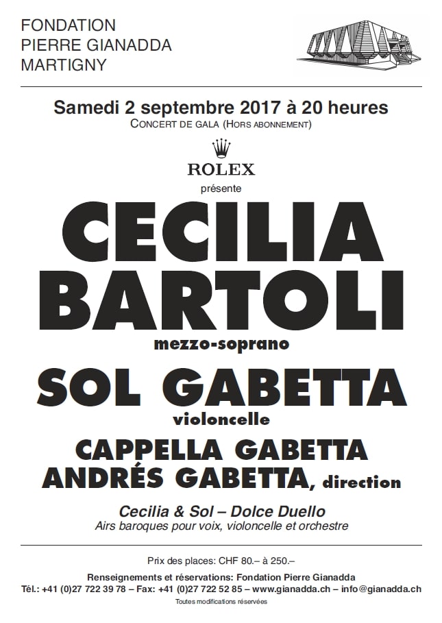 Fondation Pierre Gianadda affiche Cecilia Bartoli, Sol Gabetta
