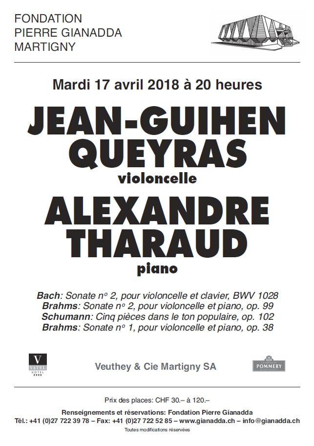Fondation Pierre Gianadda affiche Jean-Guihen Queyras, Alexandre Tharaud