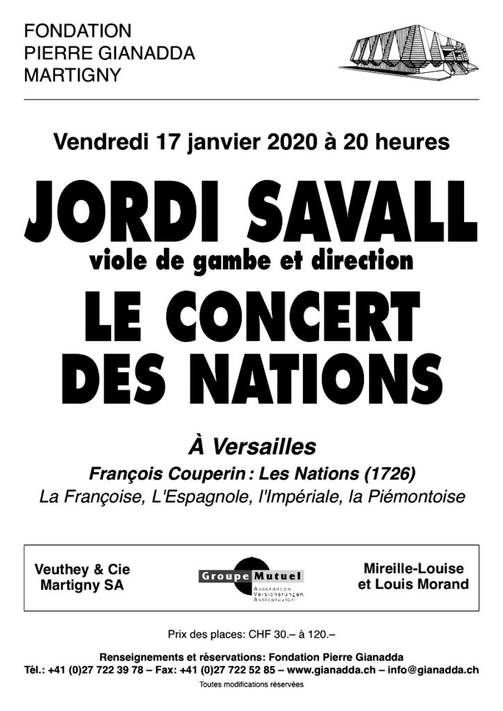 Fondation Pierre Gianadda affiche Jordi Savall, Le Concert des Nations