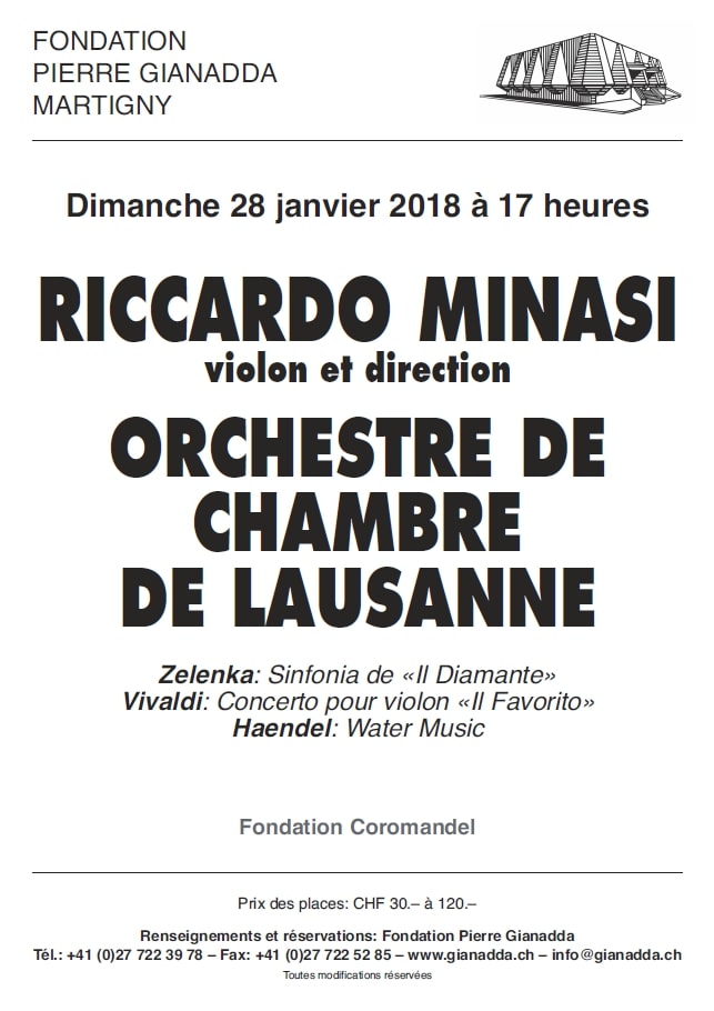 Fondation Pierre Gianadda affiche Riccardo Minasi, Orchestre de chambre de Lausanne