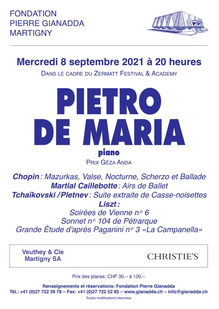 Fondation Pierre Gianadda affiche Pietro de Maria, Zermatt Festival