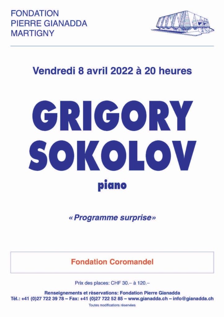 Fondation Pierre Gianadda affiche Grigory Sokolov