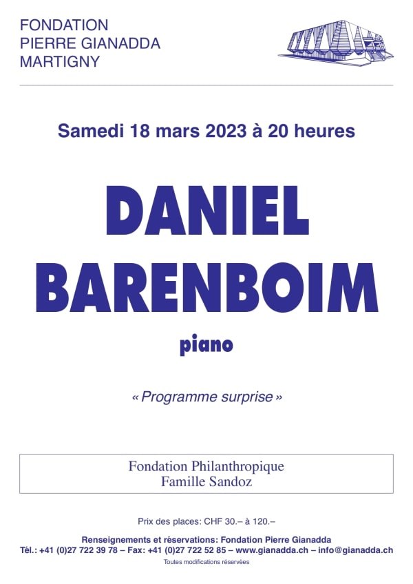 Fondation Pierre Gianadda, affiche Daniel Barenboim