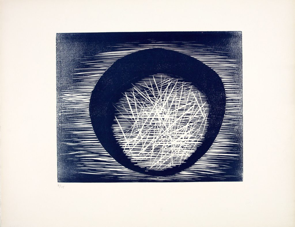 Anna-Eva Bergman, GB 11-1957 Soleil, 1957. Gravure sur bois, 325 x 410 mm - 507 x 654 mm