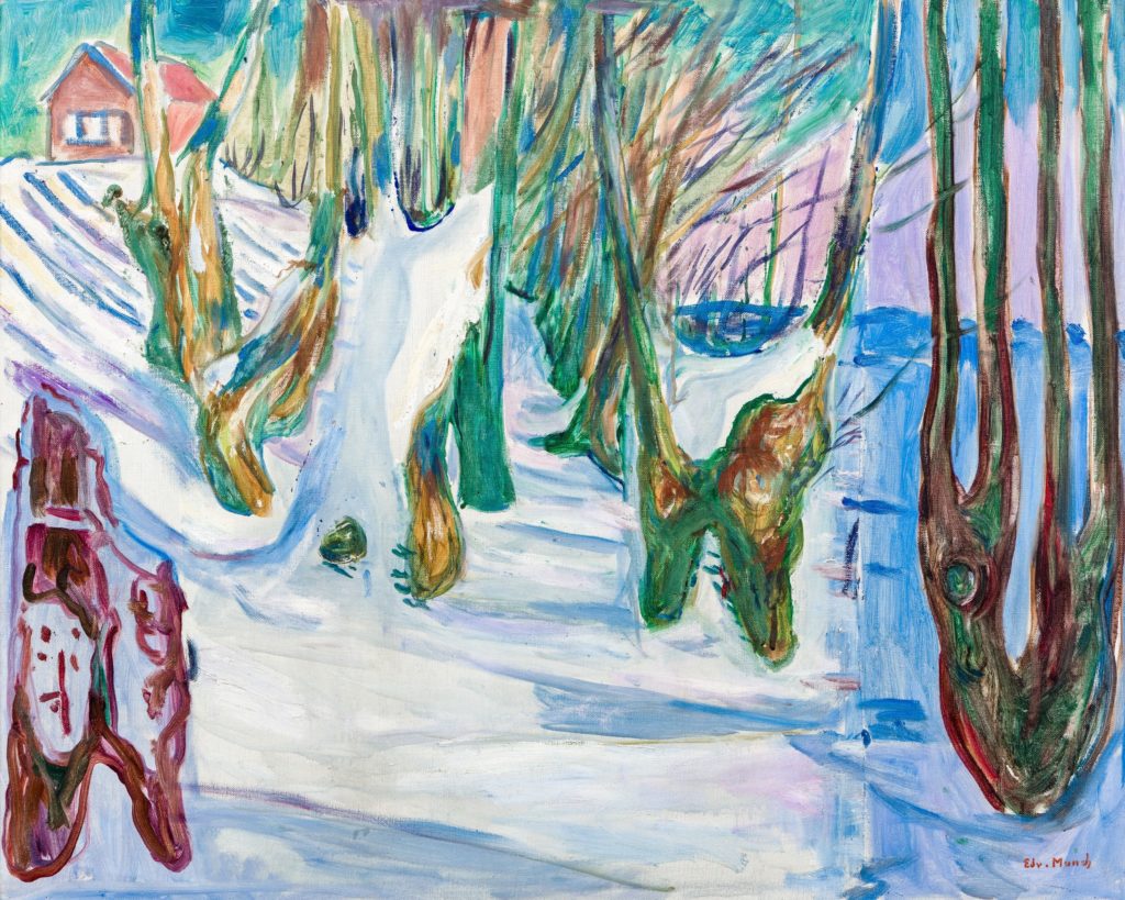 Edvard Munch, Knorrige Baumstämme im Schnee (Rugged Trunks in Snow), 1923. Huile sur toile, 73 x 92 cm