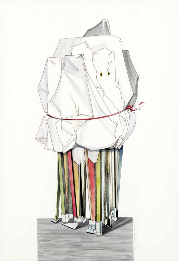 Zhenya Machneva, Wind, 2022. Aquarelle, feutre aquarelle et encre sur papier, 59,5 x 42 cm