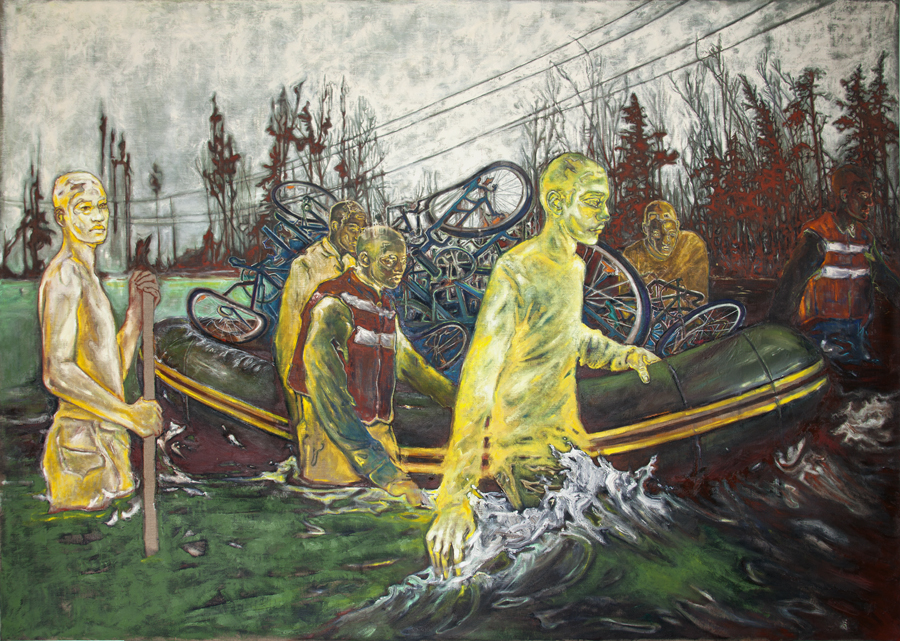 Anthony Goicolea, The Crossing, 2020. Huile sur toile de lin brut, 152,4 x 213,4 cm