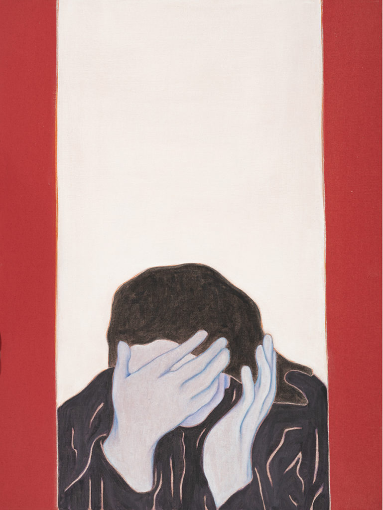 Djamel Tatah, Sans titre (Inv. 22014), 2022. Huile et cire sur toile, 80 x 60 cm. Courtesy de l’artiste et de la Galerie Poggi, Paris. © Franck Couvreur