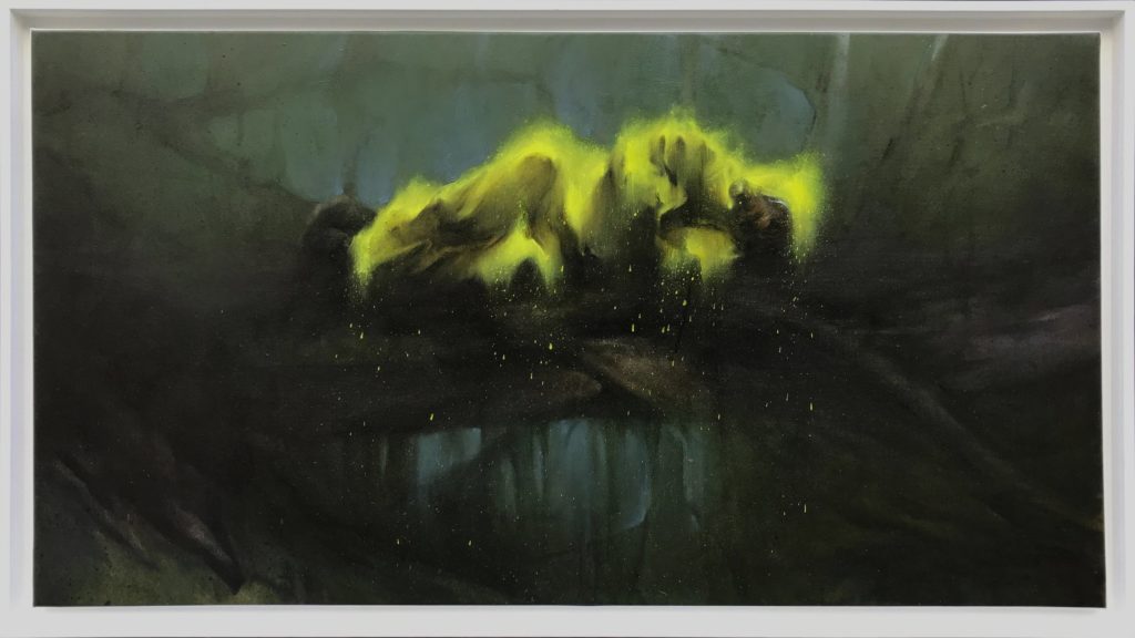 Sergey Kononov, Le Sommeil, 2017. Huile et bombe aérosol sur toile 71 x 126 cm © Collection Francès