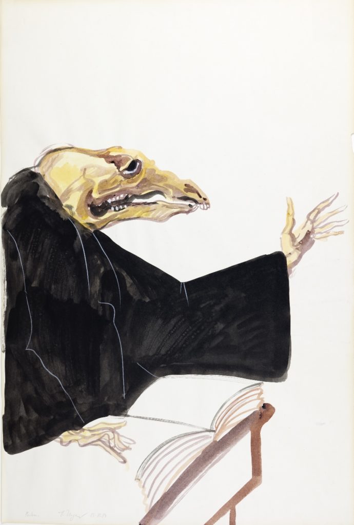 Tomi Ungerer, Pasteur. Acrylique sur papier, 91,3 x 61 cm