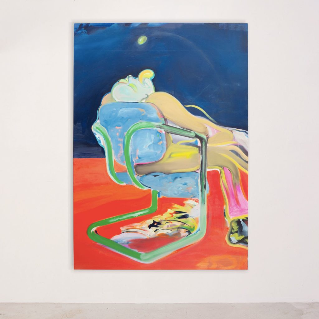 Hugo Ruyant, Lécheur, 2022. Huile sur toile, 114 x 162 cm