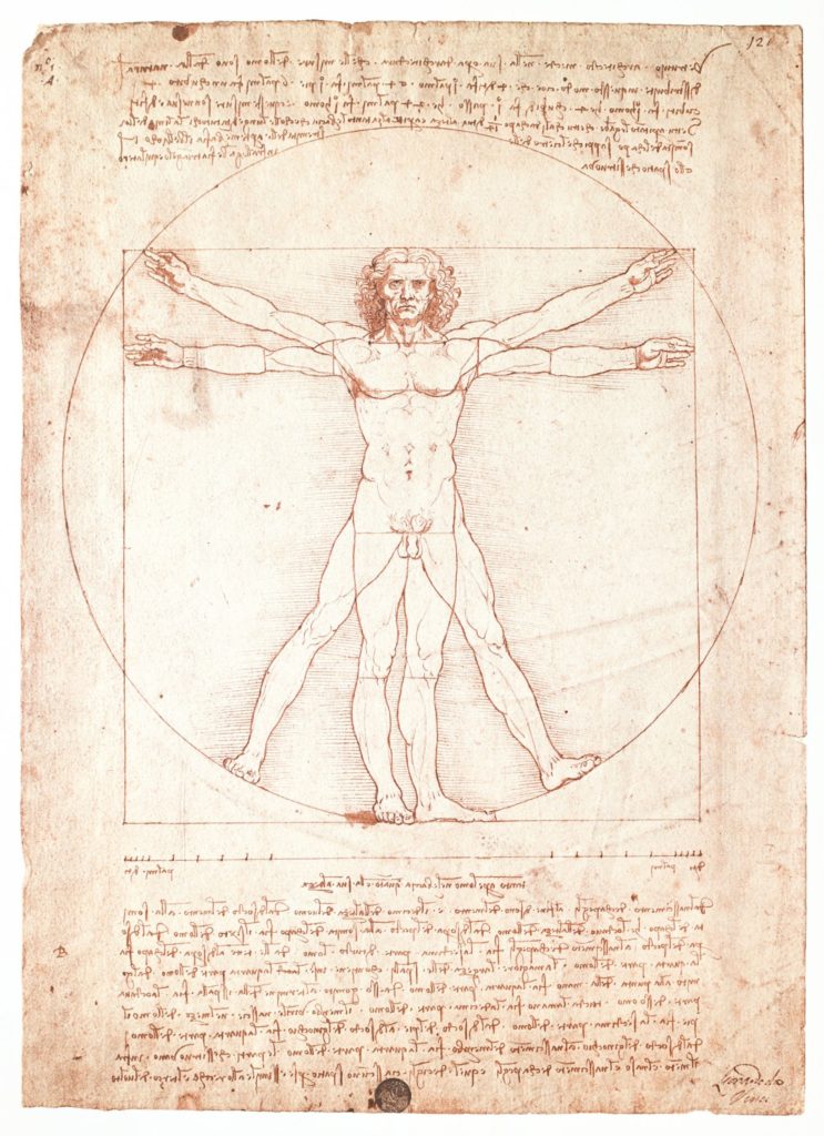 Léonard de Vinci, Homme de Vitruve, Gallerie dell'Accademia de Venise (fac-similé) © Château du Clos