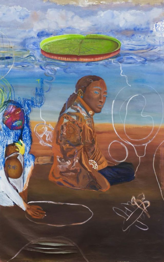 Thaïs Zakï Tembo, Gibão, 2021. Acrylique sur toile, 215 x 135 cm © Luciano Ortiz